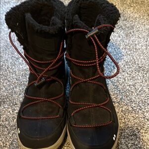 RYKA Alyssa Women's Black Winter Boots With Red Laces